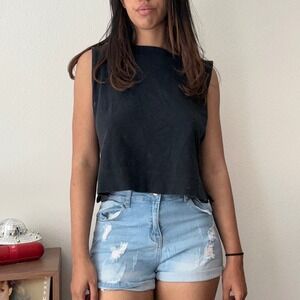 ENJEAN Denim Co. Ripped Distressed‎ Cuffed Hem Light Wash Jean Shorts